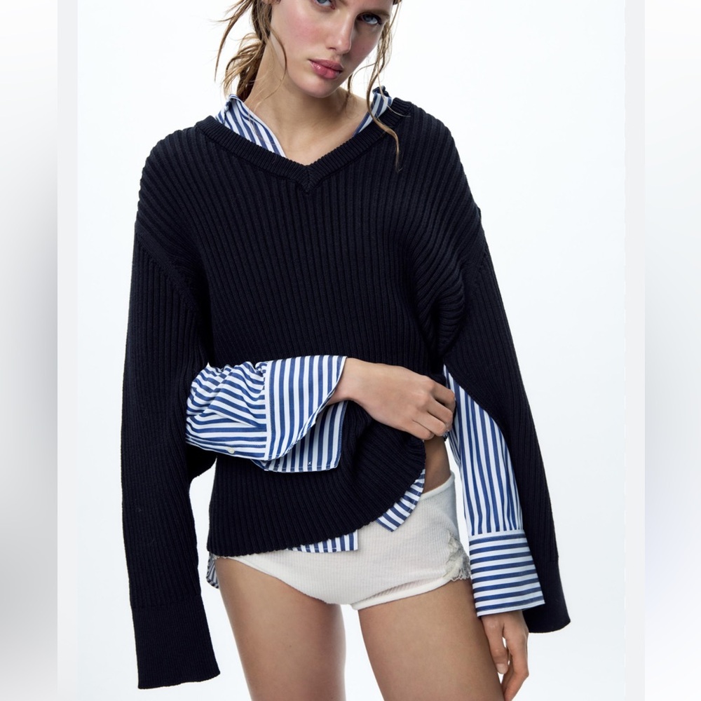 Zara Black V-Neck Sweater